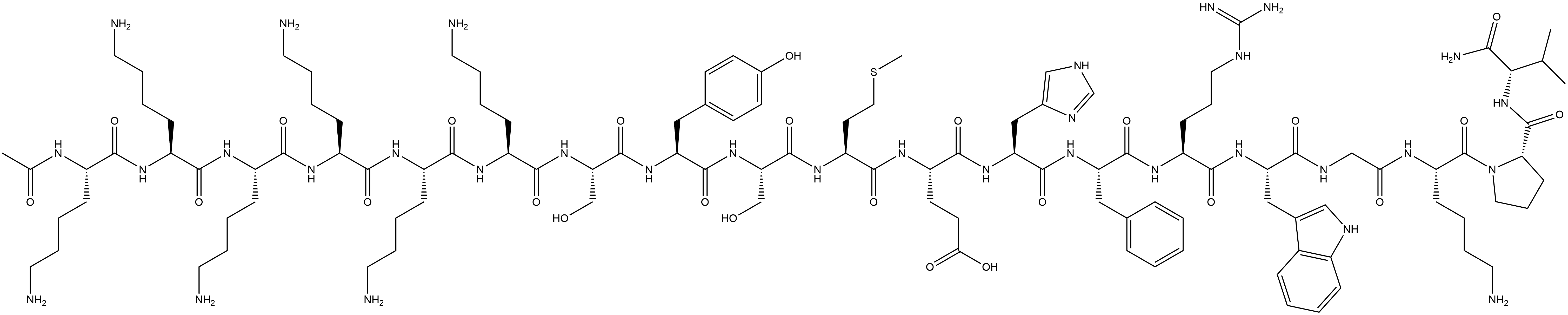 L-Valinamide, N2-acetyl-L-lysyl-L-lysyl-L-lysyl-L-lysyl-L-lysyl-L-lysyl-L-seryl-L-tyrosyl-L-seryl-L-methionyl-L-α-glutamyl-L-histidyl-L-phenylalanyl-L-arginyl-L-tryptophylglycyl-L-lysyl-L-prolyl-|
