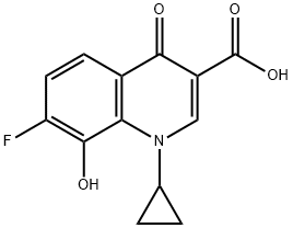 3-Quinolinecarboxylic acid, 1-cyclopropyl-7-fluoro-1,4-dihydro-8-hydroxy-4-oxo- Struktur