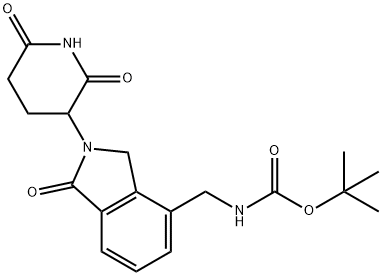 Carbamic acid, N-[[2-(2,6-dioxo-3-piperidinyl)-2,3-dihydro-1-oxo-1H-isoindol-4-yl]methyl]-, 1,1-dimethylethyl ester Struktur