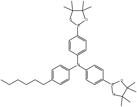 Benzenamine, 4-hexyl-N,N-bis[4-(4,4,5,5-tetramethyl-1,3,2-dioxaborolan-2-yl)phenyl]- Structure