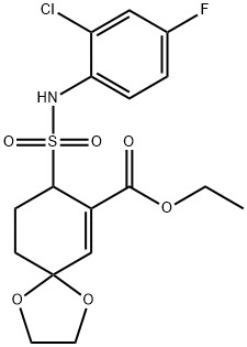 ethyl 8-(N-(2-chloro-4-fluorophenyl)sulfamoyl)-1,4-dioxaspiro[4.5]dec-6-ene-7-carboxylate 结构式