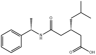 Hexanoic acid, 5-methyl-3-[2-oxo-2-[[(1S)-1-phenylethyl]amino]ethyl]-, (3S)- Structure