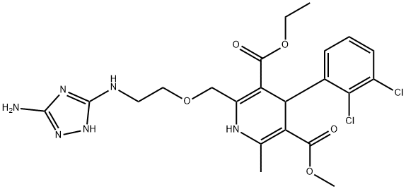 3,5-Pyridinedicarboxylic acid, 2-[[2-[(3-amino-1H-1,2,4-triazol-5-yl)amino]ethoxy]methyl]-4-(2,3-dichlorophenyl)-1,4-dihydro-6-methyl-, 3-ethyl 5-methyl ester Structure