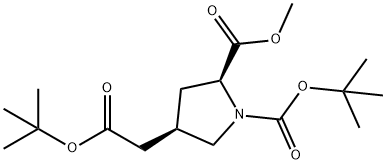 (2S,4R)-1-叔丁基2-甲基4-(2-(叔丁氧基)-2-氧乙基)吡咯烷-1,2-二羧酸酯, 934006-94-7, 结构式