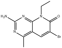 Pyrido[2,3-d]pyrimidin-7(8H)-one, 2-amino-6-bromo-8-ethyl-4-methyl- 化学構造式
