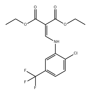 Propanedioic acid, 2-[[[2-chloro-5-(trifluoromethyl)phenyl]amino]methylene]-, 1,3-diethyl ester Struktur