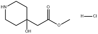 4-Piperidineacetic acid, 4-hydroxy-, methyl ester, hydrochloride (1:1) 化学構造式