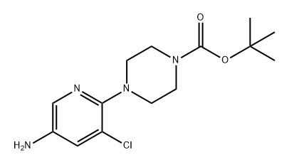 1-Piperazinecarboxylic acid, 4-(5-amino-3-chloro-2-pyridinyl)-, 1,1-dimethylethyl ester Struktur