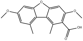 2-Dibenzofurancarboxylic acid, 3,7-dimethoxy-1,9-dimethyl- 化学構造式