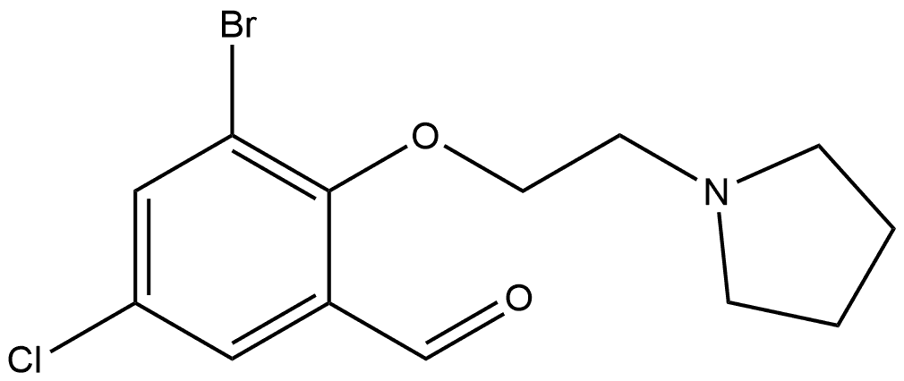 3-Bromo-5-chloro-2-[2-(1-pyrrolidinyl)ethoxy]benzaldehyde Structure