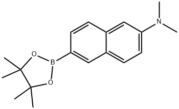 N,N-二甲基-6-(4,4,5,5-四甲基-1,3,2-二氧硼杂环戊烷-2-基)萘-2-胺 结构式