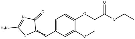 2-(4-((2-氨基-4-氧代噻唑-5(4H)-亚基)甲基)-2-甲氧基苯氧基)乙酸乙酯, 939228-52-1, 结构式