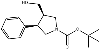 (3R,4R)-1-BOC-4-苯基吡咯烷-3-基]甲醇 结构式