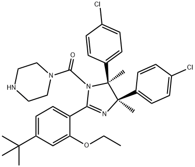Methanone, [(4R,5S)-4,5-bis(4-chlorophenyl)-2-[4-(1,1-dimethylethyl)-2-ethoxyphenyl]-4,5-dihydro-4,5-dimethyl-1H-imidazol-1-yl]-1-piperazinyl- Struktur