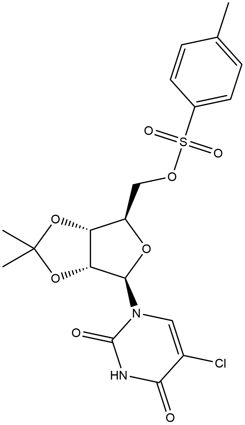 Uridine, 5-chloro-2',3'-O-(1-methylethylidene)-, 5'-(4-methylbenzenesulfonate) (9CI) 化学構造式