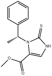 1H-Imidazole-4-carboxylic acid, 2,3-dihydro-3-[(1R)-1-phenylethyl]-2-thioxo-, methyl ester 化学構造式