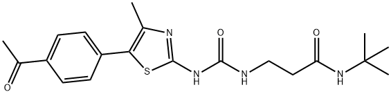 Propanamide, 3-[[[[5-(4-acetylphenyl)-4-methyl-2-thiazolyl]amino]carbonyl]amino]-N-(1,1-dimethylethyl)- Structure