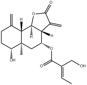 (E)-2-(Hydroxymethyl)-2-butenoic acid (3aR)-2,3,3aβ,4,5,5a,6,7,8,9,9aβ,9bα-dodecahydro-6α-hydroxy-5aα-methyl-3,9-bis(methylene)-2-oxonaphtho[1,2-b]furan-4α-yl ester,94190-28-0,结构式