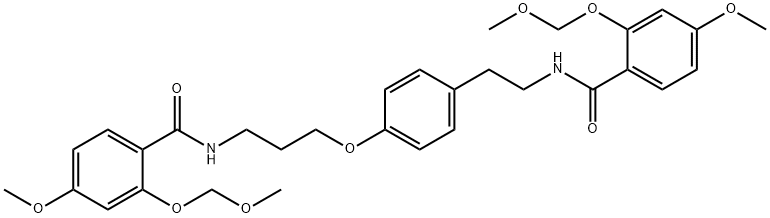 4-Methoxy-2-(methoxymethoxy)-N-[3-[4-[2-[[4-methoxy-2-(methoxymethoxy)benzoyl]amino]ethyl]phenoxy]propyl]benzamide Struktur