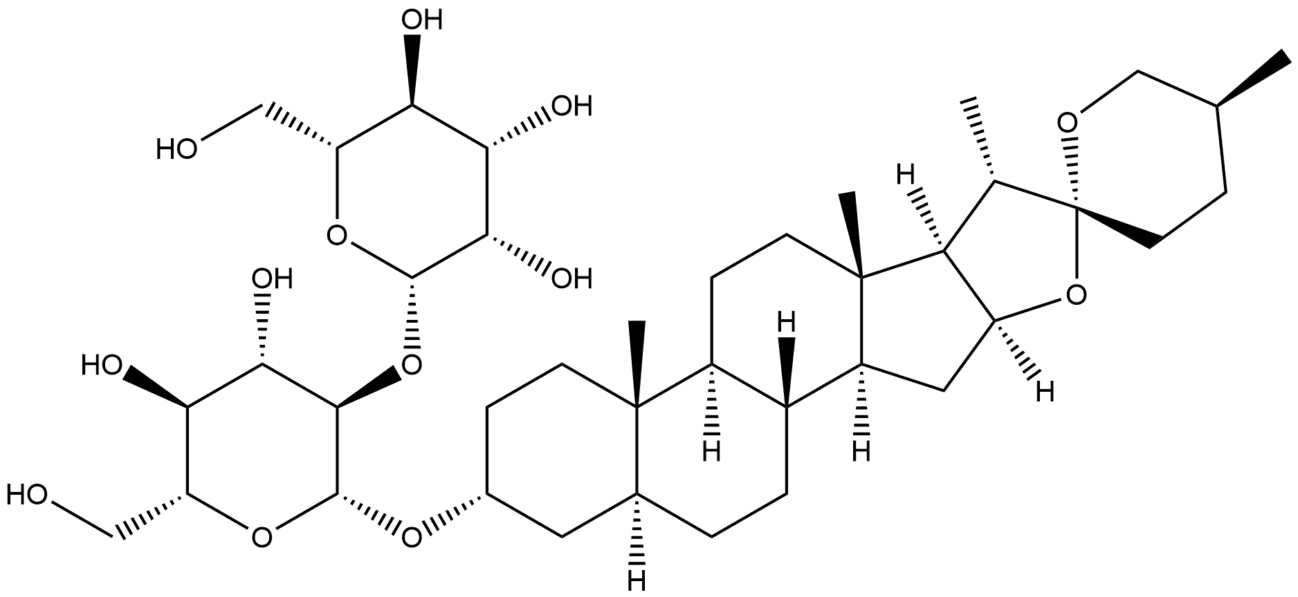 β-D-Glucopyranoside, (3β,5β,25S)-spirostan-3-yl 2-O-β-D-mannopyranosyl-,942621-71-8,结构式