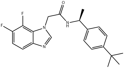 1H-Benzimidazole-1-acetamide, N-[(1S)-1-[4-(1,1-dimethylethyl)phenyl]ethyl]-6,7-difluoro- Struktur