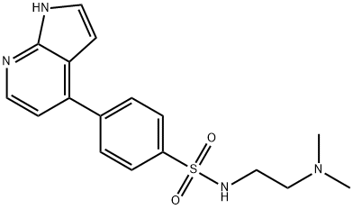 Benzenesulfonamide, N-[2-(dimethylamino)ethyl]-4-(1H-pyrrolo[2,3-b]pyridin-4-yl)- Struktur