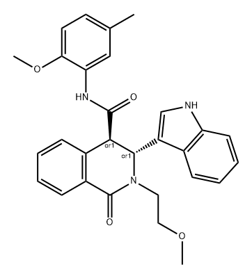 4-Isoquinolinecarboxamide, 1,2,3,4-tetrahydro-3-(1H-indol-3-yl)-2-(2-methoxyethyl)-N-(2-methoxy-5-methylphenyl)-1-oxo-, (3R,4R)-rel-|WAY-329689