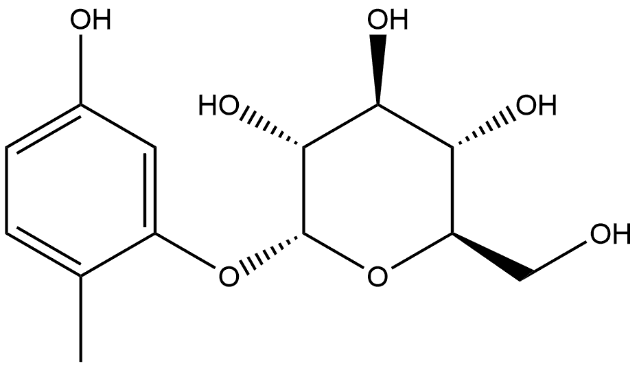 5-Hydroxy-2-methylphenyl α-D-glucopyranoside 化学構造式
