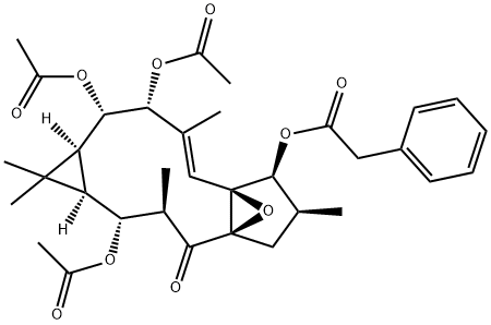Benzeneacetic acid, (1aR,2R,3R,4aR,6S,7S,7aS,8E,10R,11S,11aS)-2,10,11-tris(acetyloxy)-1,1a,2,3,4,6,7,10,11,11a-decahydro-1,1,3,6,9-pentamethyl-4-oxo-4a,7a-epoxy-5H-cyclopenta[a]cyclopropa[f]cycloundecen-7-yl ester Structure