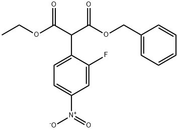 Propanedioic acid, 2-(2-fluoro-4-nitrophenyl)-, 1-ethyl 3-(phenylmethyl) ester Structure