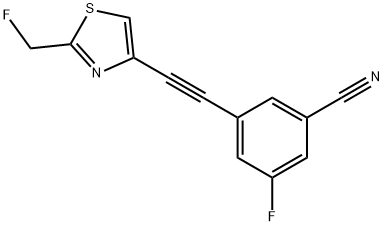 Benzonitrile, 3-fluoro-5-[2-[2-(fluoromethyl)-4-thiazolyl]ethynyl]- 化学構造式