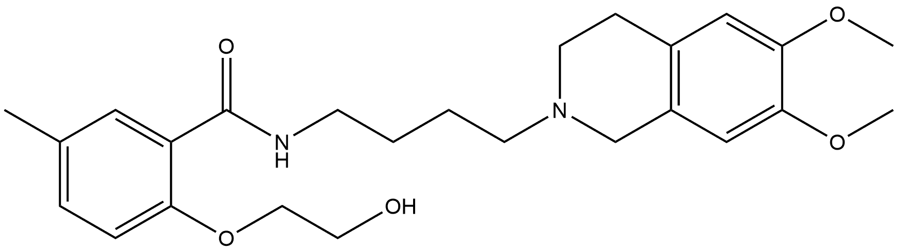 N-[4-(6,7-dimethoxy-1,2,3,4-tetrahydroisoquinolin-2-yl)butyl]-2-[(2-hydroxyethyl)oxy]-5-methylbenzamide Structure