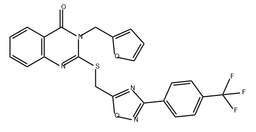 4(3H)-Quinazolinone, 3-(2-furanylmethyl)-2-[[[3-[4-(trifluoromethyl)phenyl]-1,2,4-oxadiazol-5-yl]methyl]thio]- Structure