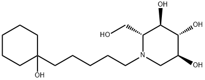 3,4,5-Piperidinetriol, 1-[5-(1-hydroxycyclohexyl)pentyl]-2-(hydroxymethyl)-, (2R,3R,4R,5S)- Struktur