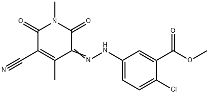 Benzoic acid, 2-?chloro-?5-?[2-?(5-?cyano-?1,?6-?dihydro-?1,?4-?dimethyl-?2,?6-?dioxo-?3(2H)?-?pyridinylidene)?hydrazinyl]?-?, methyl ester 化学構造式