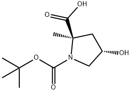 1,2-Pyrrolidinedicarboxylic acid, 4-hydroxy-2-methyl-, 1-(1,1-dimethylethyl) ester, (2R,4S)- 化学構造式