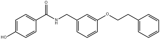 4-Hydroxy-N-[[3-(2-phenylethoxy)phenyl]methyl]benzamide 化学構造式