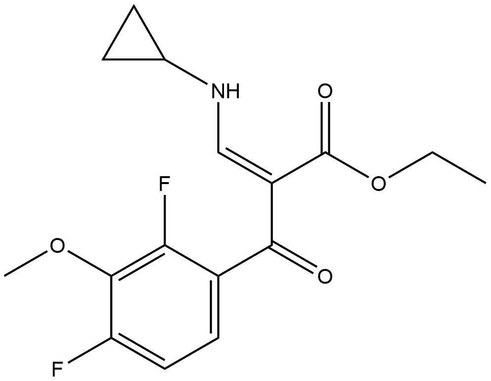 Benzenepropanoic acid, α-[(cyclopropylamino)methylene]-2,4-difluoro-3-methoxy-β-oxo-, ethyl ester, (αZ)- Structure