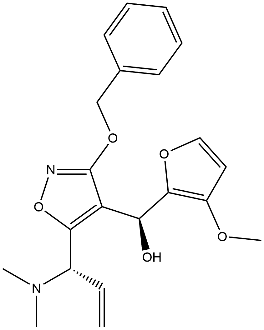 4-Isoxazolemethanol, 5-[(1S)-1-(dimethylamino)-2-propen-1-yl]-α-(3-methoxy-2-furanyl)-3-(phenylmethoxy)-, (αS)- Structure