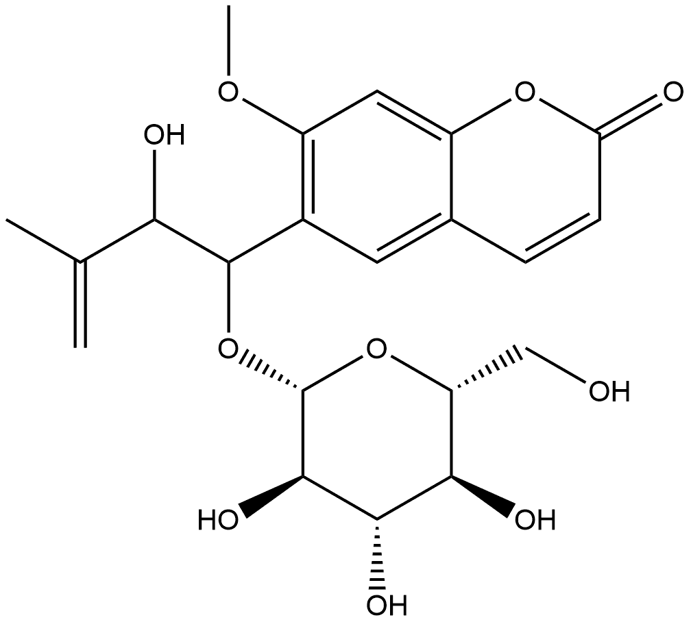 6-[1-(β-D-Glucopyranosyloxy)-2-hydroxy-3-methyl-3-buten-1-yl]-7-methoxy-2H-1-benzopyran-2-one Structure