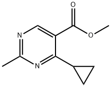5-Pyrimidinecarboxylic acid, 4-cyclopropyl-2-methyl-, methyl ester 化学構造式