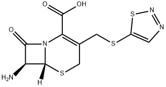 (6R,7R)-7α-アミノ-8-オキソ-3-(1,2,3-チアジアゾール-5-イルチオメチル)-5-チア-1-アザビシクロ[4.2.0]オクタ-2-エン-2-カルボン酸 化学構造式