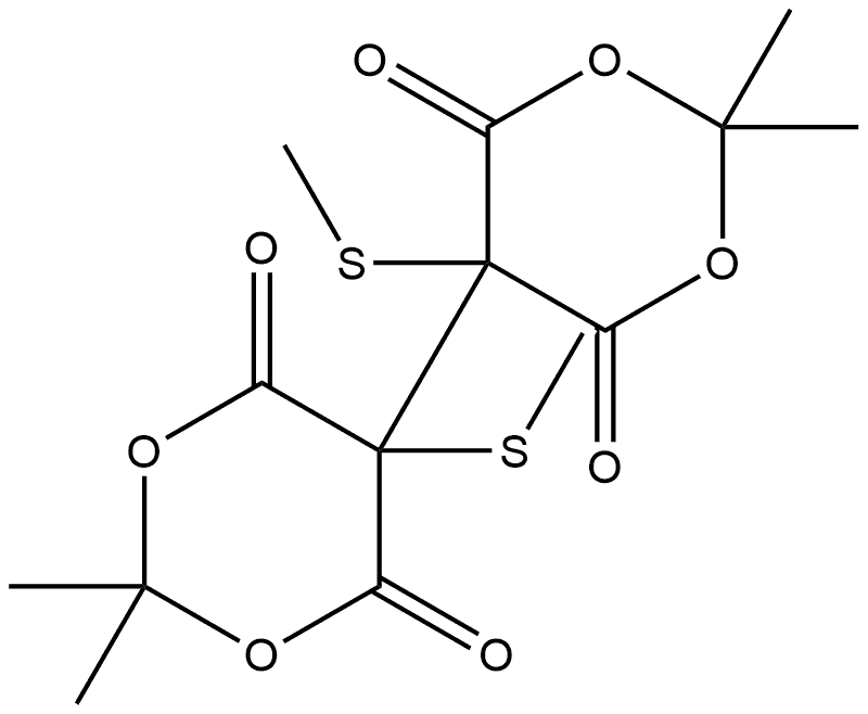 [5,5'-Bi-1,3-dioxane]-4,4',6,6'-tetrone, 2,2,2',2'-tetramethyl-5,5'-bis(methylthio)- 结构式