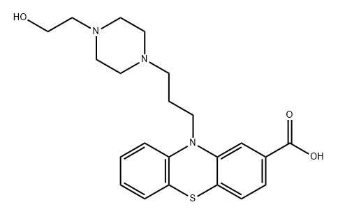 10H-Phenothiazine-2-carboxylic acid, 10-[3-[4-(2-hydroxyethyl)-1-piperazinyl]propyl]- 结构式