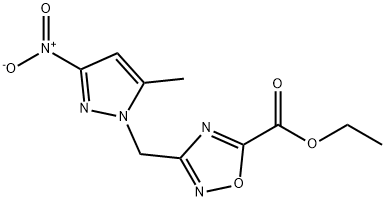 1,2,4-OXADIAZOLE-5-CARBOXYLIC ACID, 3-[(5-METHYL-3-NITRO-1H-PYRAZOL-1-YL)METHYL]-, ETHYL ESTER Struktur