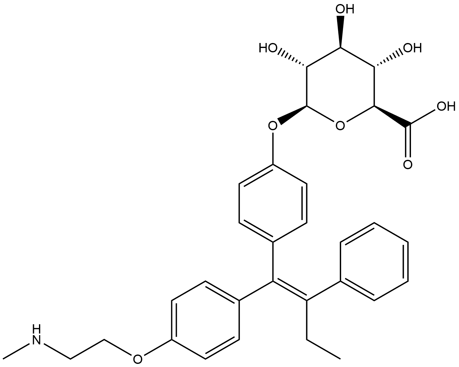 Tamoxifen N-Desmethyl 4-Hydroxy β-D-Glucuronide,956414-04-3,结构式
