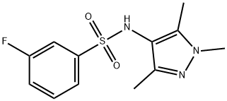 3-fluoro-N-(1,3,5-trimethyl-1H-pyrazol-4-yl)benzen e-1-sulfonamide Structure