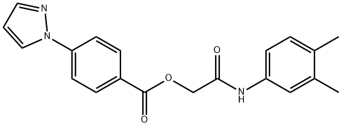 Benzoic acid, 4-(1H-pyrazol-1-yl)-, 2-[(3,4-dimethylphenyl)amino]-2-oxoethyl ester Struktur