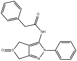 Benzeneacetamide, N-(2,6-dihydro-5-oxido-2-phenyl-4H-thieno[3,4-c]pyrazol-3-yl)- Struktur