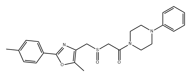 Ethanone, 2-[[[5-methyl-2-(4-methylphenyl)-4-oxazolyl]methyl]sulfinyl]-1-(4-phenyl-1-piperazinyl)- 化学構造式